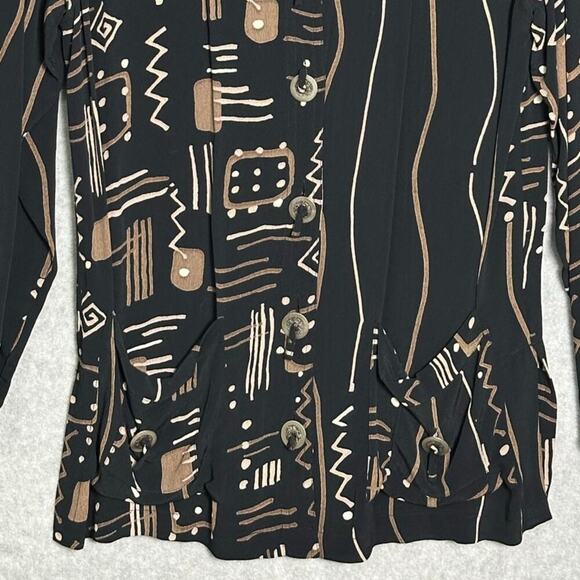 Chicos Design Vintage‎ Sz S Aztek Tribal Tunic Blouse Button Up Western Abstract - Picture 9 of 14